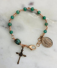 Load image into Gallery viewer, Saint Patrick Emerald and Bronze Rosary Bracelet
