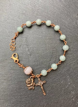 Load image into Gallery viewer, Miraculous Medal - Saint Benedict - Jade Opal and Bronze Rosary Bracelet
