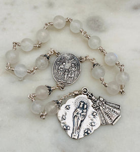 Infant of Prague Chaplet - Rosary Chaplet - Moonstone Gemstones - Sterling Silver