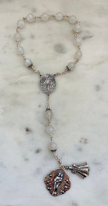 Infant of Prague Chaplet - Rosary Chaplet - Moonstone Gemstones - Sterling Silver