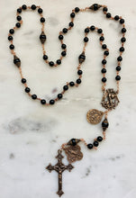 Load image into Gallery viewer, Archangels Black Tourmaline and Onyx Bronze Rosary - Saint Michael Gabriel Raphael - CeCeAgnes
