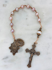 Beautiful Single Decade Rosary! - Freshwater Pearls - Bronze - Sacred Heart Maria Goretti - CeCeAgnes