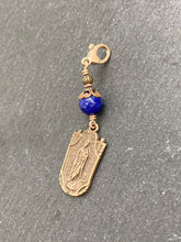 Load image into Gallery viewer, Bag Charm Saint Jude Zipper Pull - Bronze and Lapis
