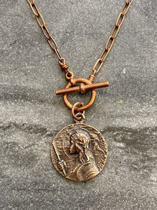 Saint Joan of Arc Solid Bronze Necklace