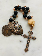 Load image into Gallery viewer, Immaculate Heart Lava Beads and Bronze - Pardon Crucifix - Miraculous Medal CeCeAgnes
