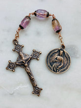 Load image into Gallery viewer, Three Hail Mary Chaplet - Saint Dymphna - Amethyst Citrine and Bronze

