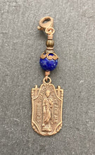 Load image into Gallery viewer, Bag Charm Saint Jude Zipper Pull - Bronze and Lapis
