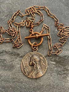 Saint Joan of Arc Solid Bronze Necklace