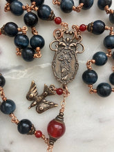 Load image into Gallery viewer, Large Bronze Rosary - Our Lady Undoer of Knots - Blue Tiger Eye and Carnelian CeCeAgnes
