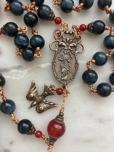 Large Bronze Rosary - Our Lady Undoer of Knots - Blue Tiger Eye and Carnelian CeCeAgnes