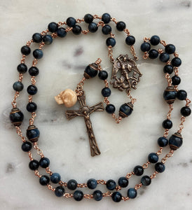 Blue Tiger Eye Rosary - Bronze - Saint Michael CeCeAgnes