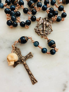 Blue Tiger Eye Rosary - Bronze - Saint Michael CeCeAgnes