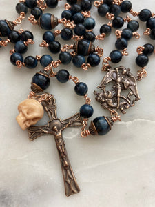 Blue Tiger Eye Rosary - Bronze - Saint Michael CeCeAgnes