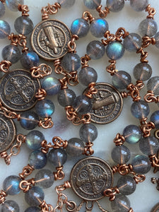 Labradorite Protection Rosary - Bronze - Saint Michael Benedict via CeCeAgnes