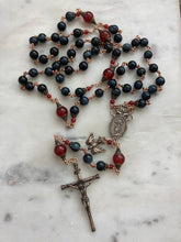 Load image into Gallery viewer, Large Bronze Rosary - Our Lady Undoer of Knots - Blue Tiger Eye and Carnelian CeCeAgnes
