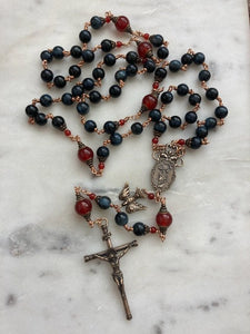 Large Bronze Rosary - Our Lady Undoer of Knots - Blue Tiger Eye and Carnelian CeCeAgnes