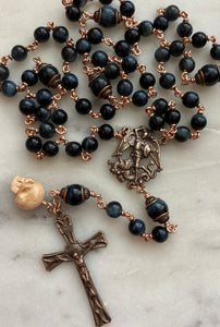 Blue Tiger Eye Rosary - Bronze - Saint Michael CeCeAgnes