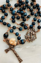 Load image into Gallery viewer, Blue Tiger Eye Rosary - Bronze - Saint Michael CeCeAgnes
