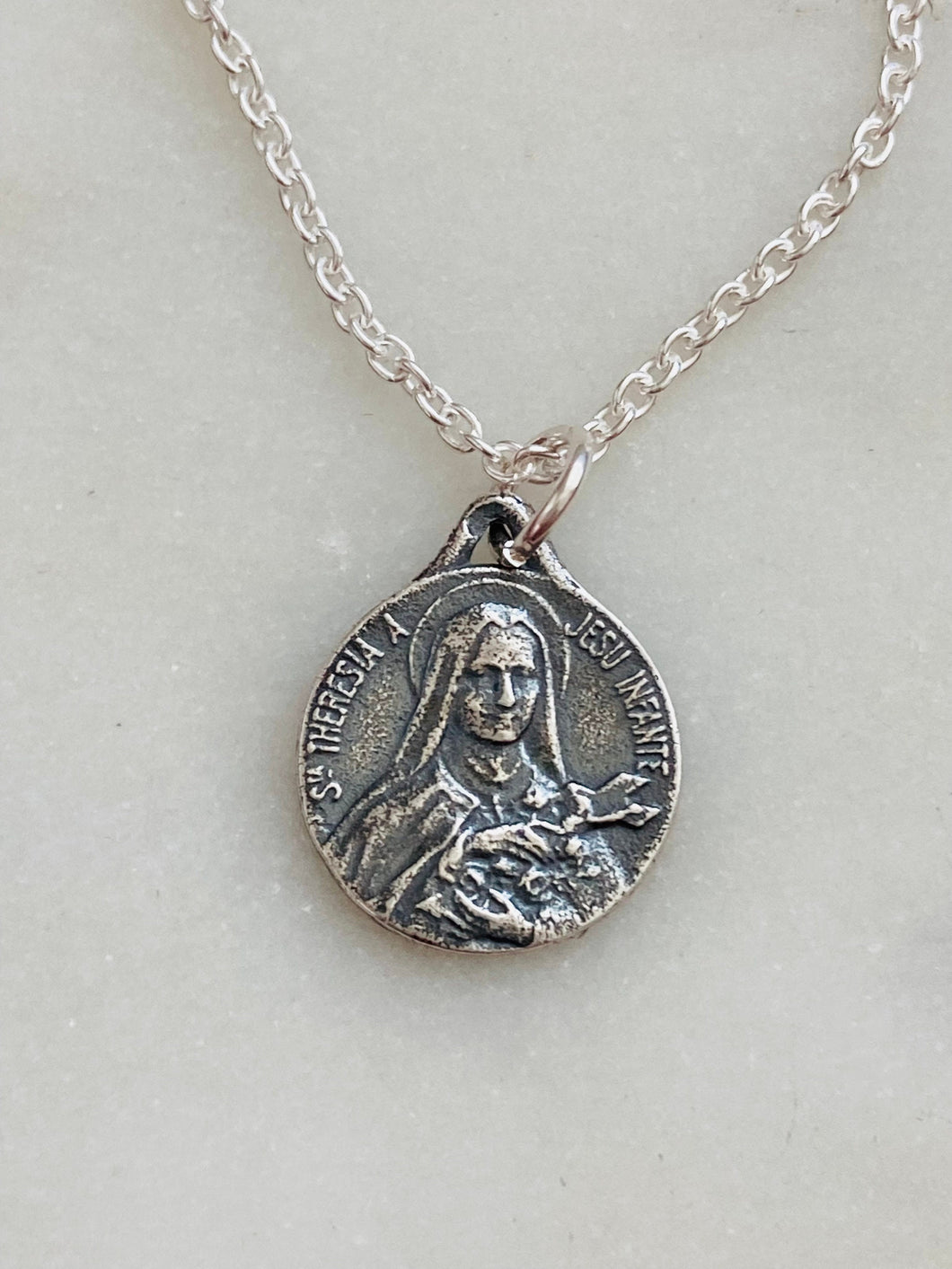 Sterling Silver Saint Therese Necklace