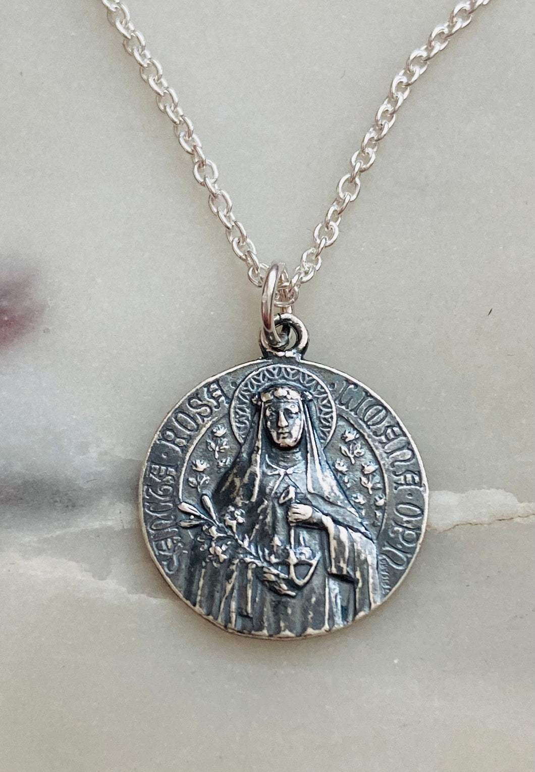 Sterling Silver Saint Rose of Lima Necklace