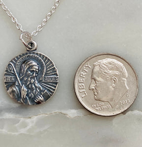 Sterling Silver Saint Benedict Ora Et Labora Necklace