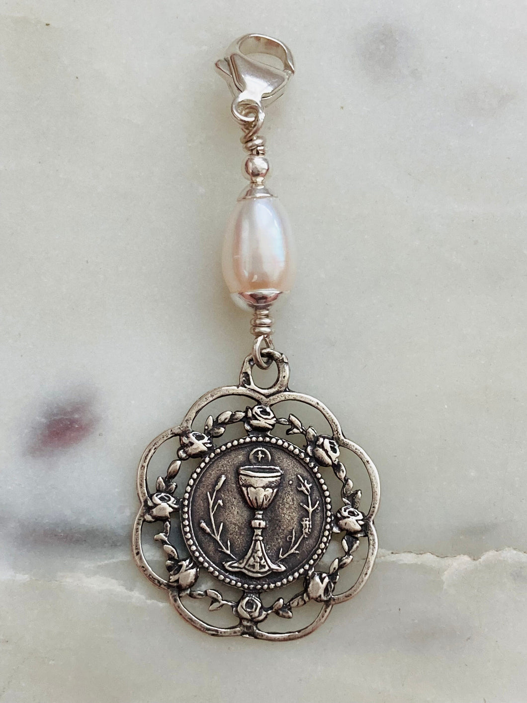 Holy Eucharist Bag Charm - Zipper Pull - All Sterling Silver CeCeAgnes