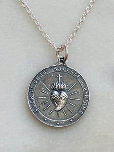 Sterling Silver Sacred Heart Necklace