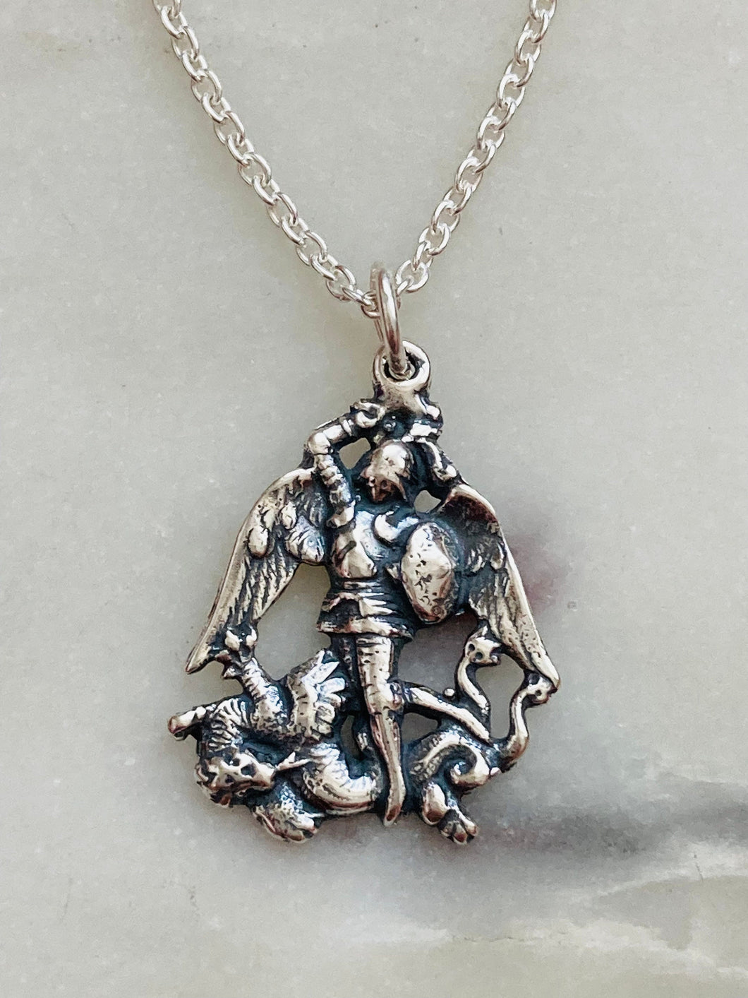 Sterling Silver Saint Michael Necklace