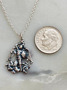 Sterling Silver Saint Michael Necklace