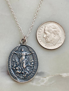 Sterling Silver Assumption of Mary and Purgatory Necklace