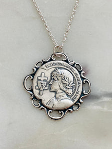 Sterling Silver Saint Joan of Arc Necklace