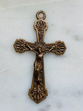 Load image into Gallery viewer, Thistle Flowers Crucifix -  Bronze - Antique Reproduction 853 CeCeAgnes Rosary Parts
