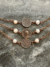 Load image into Gallery viewer, Catholic Virgin Mary Necklace - Pearl and Bronze
