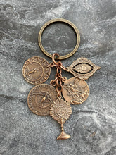 Load image into Gallery viewer, Bronze Catholic Keychain: Holy Spirit, St. Michael, Sacred Heart
