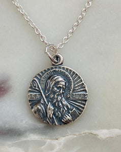 Sterling Silver Saint Benedict Ora Et Labora Necklace