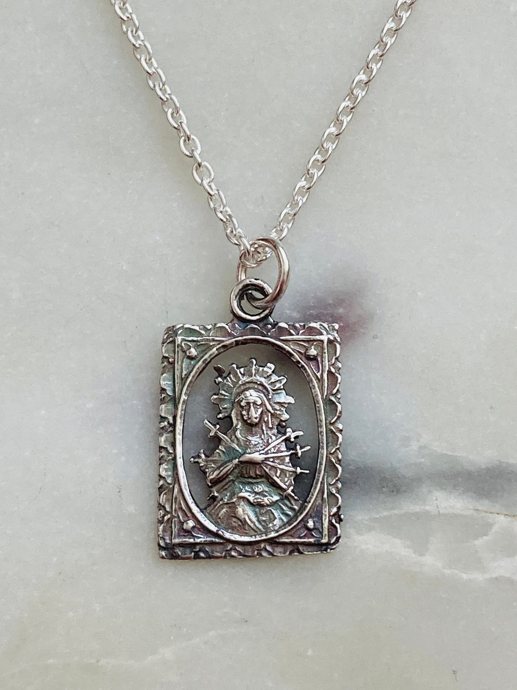 Sterling Silver Our Lady of Sorrows Necklace