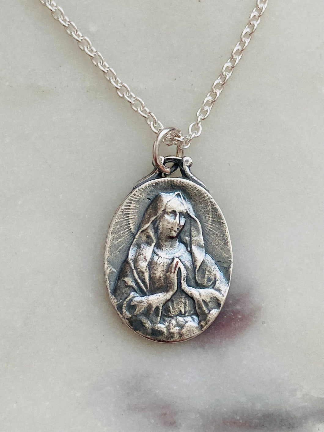 Sterling Silver Our Lady of Lourdes Necklace