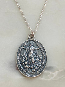 Sterling Silver Assumption of Mary and Purgatory Necklace