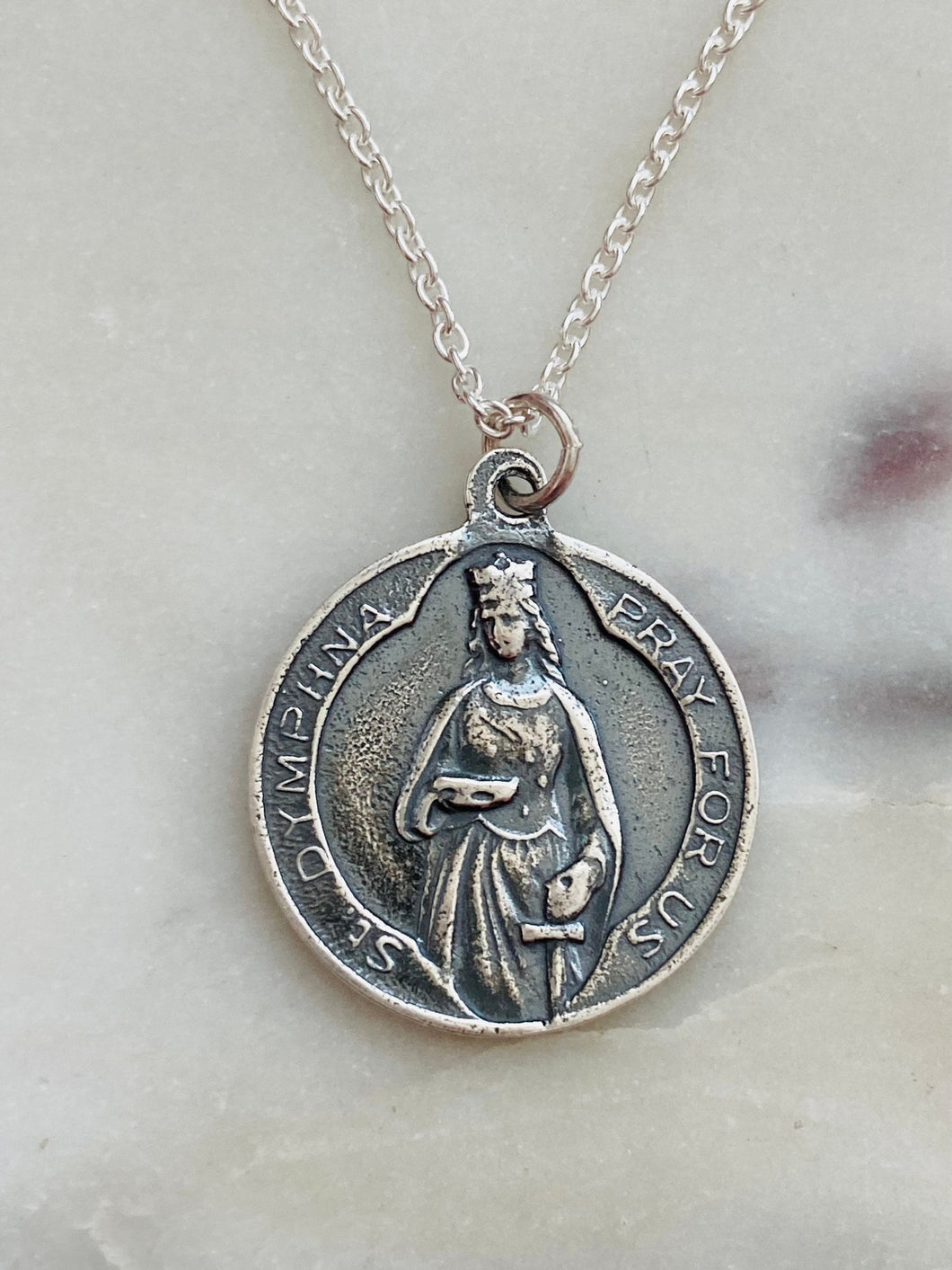 Sterling Silver Saint Dymphna Necklace