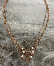 Load image into Gallery viewer, Catholic Virgin Mary Necklace - Pearl and Bronze
