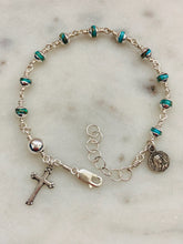 Load image into Gallery viewer, Beautiful All Sterling Turquoise Wire-wrapped Rosary Bracelet Sterling medals CeCeAgnes
