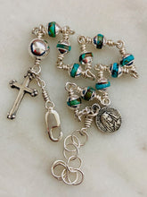 Load image into Gallery viewer, Beautiful All Sterling Turquoise Wire-wrapped Rosary Bracelet Sterling medals CeCeAgnes
