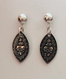 Sacred Heart Sterling Silver Earrings - CeCeAgnes