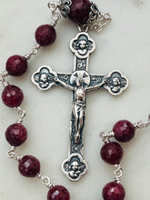 Load image into Gallery viewer, Sterling Silver Pocket Rosary - Faceted Ruby Gemstones -  Holy Family CeCeAgnes
