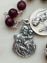 Load image into Gallery viewer, Sterling Silver Pocket Rosary - Faceted Ruby Gemstones -  Holy Family CeCeAgnes
