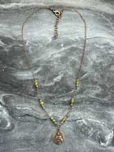 Load image into Gallery viewer, Saint Rose of Lima Necklace - Catholic August Birthday - Solid  Bronze - Peridot
