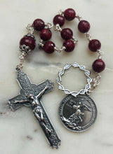 Load image into Gallery viewer, Sterling Silver Pocket Rosary - Faceted Ruby Gemstones - CeCeAgnes
