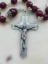 Load image into Gallery viewer, Sterling Silver Pocket Rosary - Faceted Ruby Gemstones - CeCeAgnes
