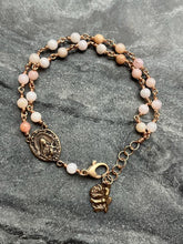 Load image into Gallery viewer, Pink Opal 24 Glory Be Chaplet Bracelet - Saint Therese - Solid Bronze
