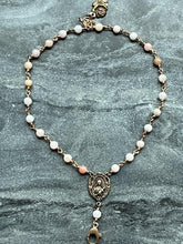 Load image into Gallery viewer, Pink Opal 24 Glory Be Chaplet Bracelet - Saint Therese - Solid Bronze
